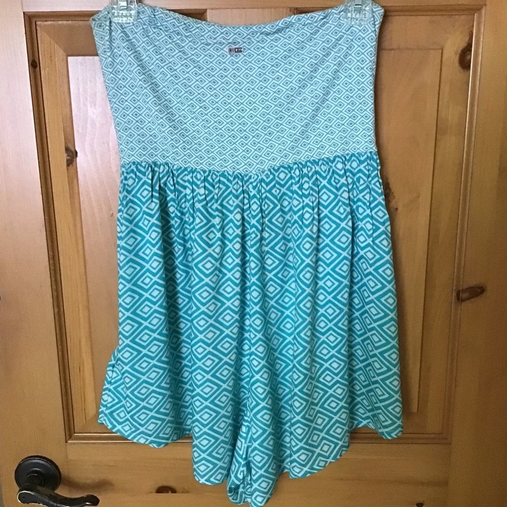 Roxy Teal Strapless Romper - Picture 2 of 8